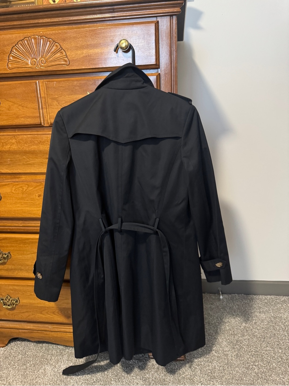 Vintage Talbots Black Double-Breasted Trench Coat for Women - Picture 3 of 4